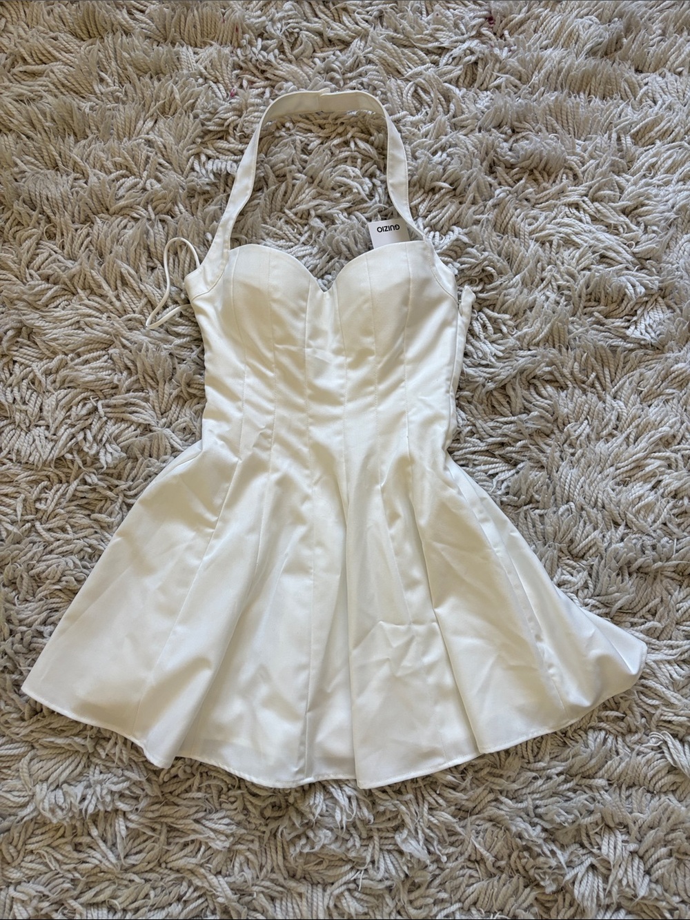 White Halter Mini Dress - Oazizo